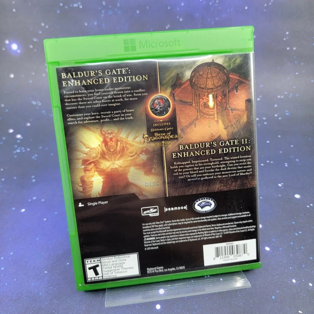 Baldur's Gate 1 & 2 Enhanced Edition Xbox One RPG Video Game Skybound Games Disc